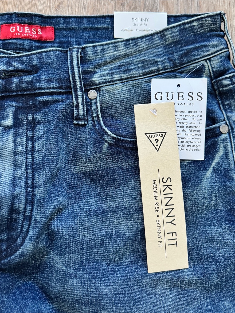 Guess Skinny Fit Men's Dark Blue Washed Jeans